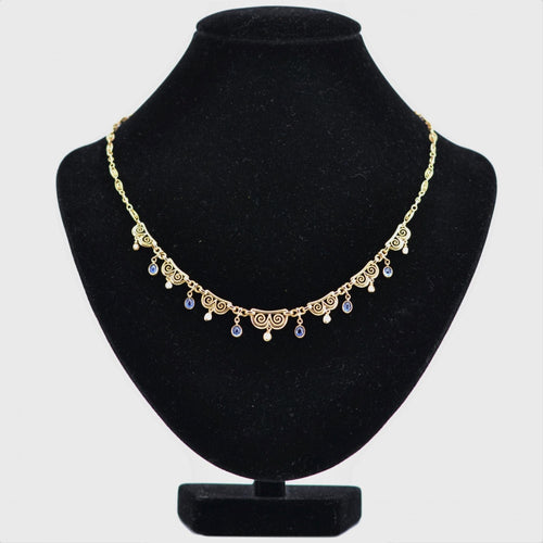 Collier Collier ancien saphirs cabochons et perles fines 58 Facettes 22-109