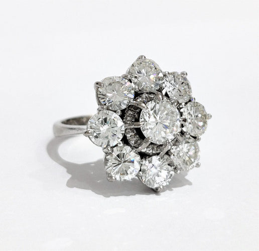 Bague 53 Bague or blanc marguerite diamants 58 Facettes 1-881/1
