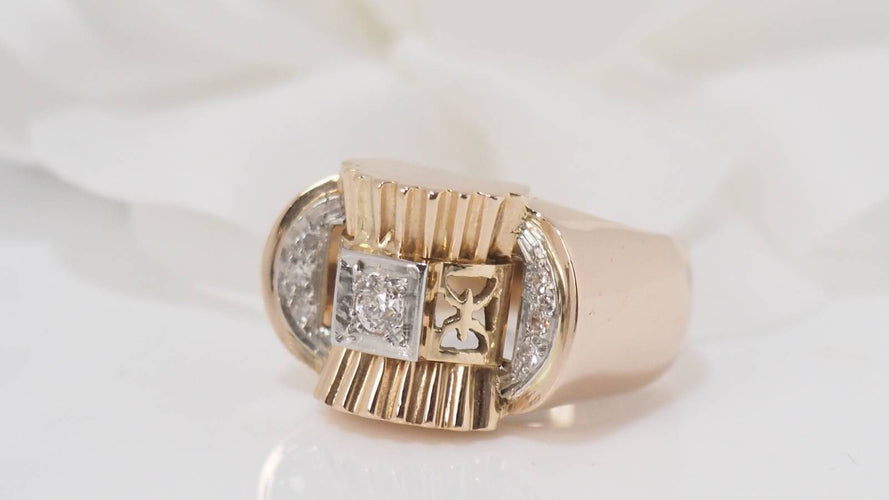 Bague Bague Tank en or jaune et diamants 58 Facettes 27144
