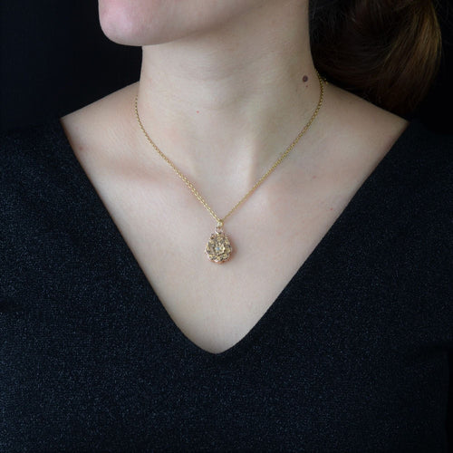 Pendentif Médaillon ancien or rose ciselé diamant 58 Facettes 19-631A
