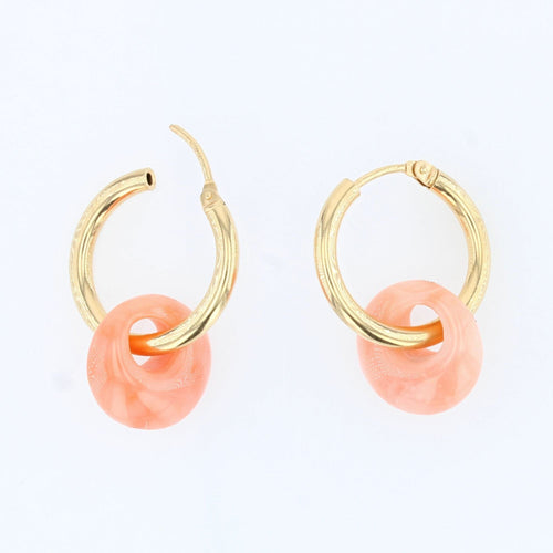 Boucles d'oreilles Créoles en or et pampille de corail 58 Facettes 21-556