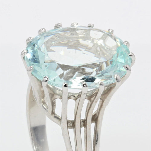 Bague 53 Bague aigue-marine diamants années 60 58 Facettes 20-152-48