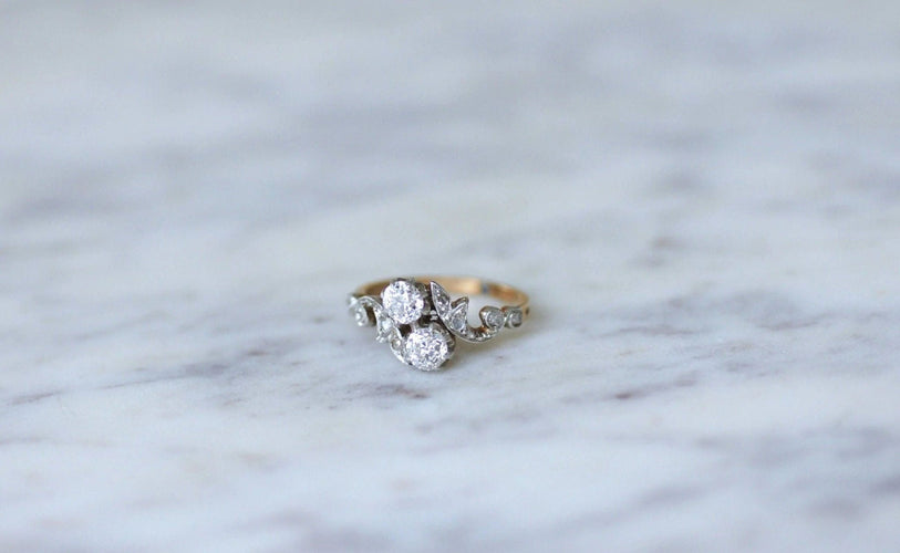 Bague Bague Toi et Moi or rose, platine, et diamants 58 Facettes