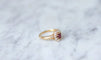 Bague Bague en or rose, rubis, diamants 58 Facettes