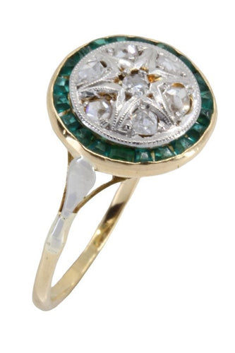 Bague BAGUE ART-DÉCO ÉMERAUDES ET DIAMANTS 58 Facettes 057041