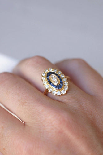 Bague style Art Deco saphirs & diamants 58 Facettes