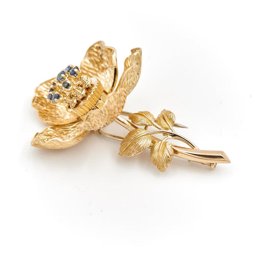 Broche Broche Fleur Or jaune Saphir 58 Facettes 1828314CN