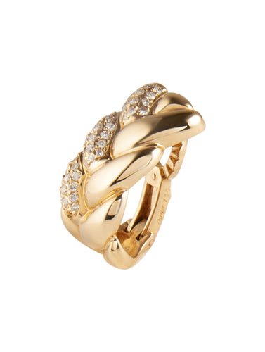 Boucles d'oreilles Cartier - Boucles d'oreilles pavage diamants et or jaune 58 Facettes