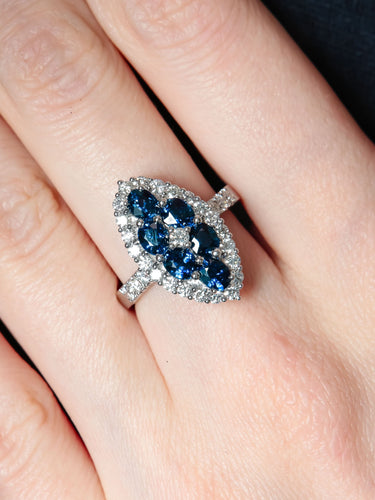Bague 52 Bague Marquise Saphirs Diamants 58 Facettes