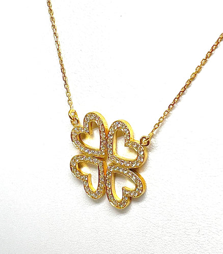Collier Collier trèfle à 4 cœurs en or jaune 18 carats et diamants 58 Facettes