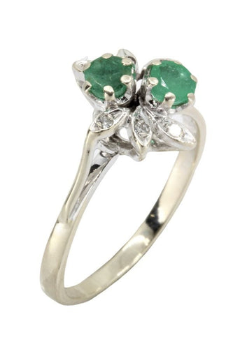Bague BAGUE ÉMERAUDE ET DIAMANTS ANNÉES 50' 58 Facettes 044751