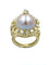 Bague Bague en or jaune, perle mabé et diamants 58 Facettes