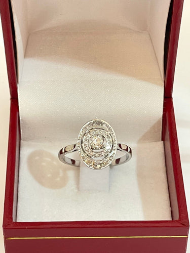 Bague Bague ancienne plateau ovale diamants 58 Facettes