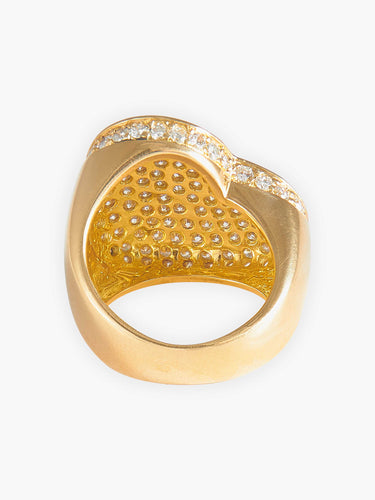Bague 51 Bague Chevalière Coeur Diamants 58 Facettes
