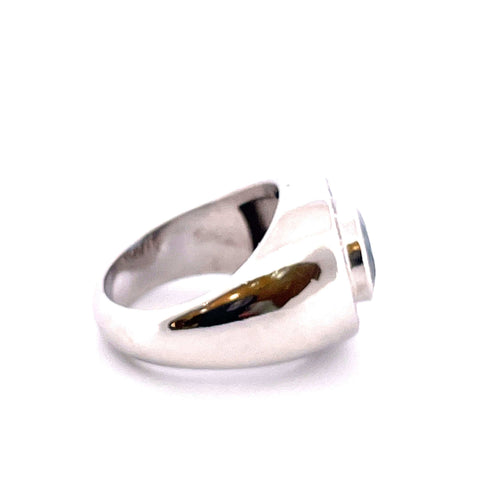 Bague 51 Chevalière  femme Or Saphir Diamants 58 Facettes