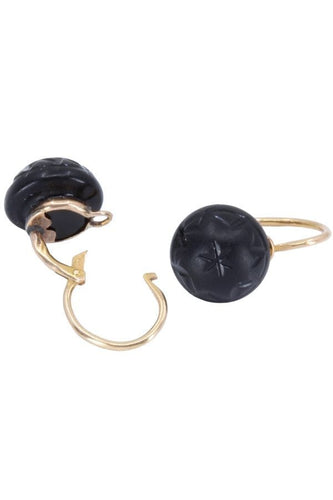 Boucles d'oreilles DORMEUSES ANCIENNES EN JAIS 58 Facettes 061161
