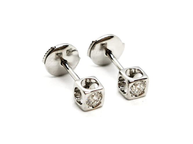 Boucles d'oreilles Dinh Van Boucles d'oreilles Puces Cube Or blanc Diamant 58 Facettes 1236680CN