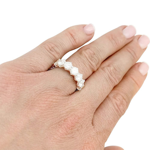 Bague 51.5 Alliance tour complet en or blanc, diamants. 58 Facettes 31363