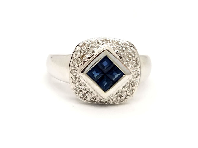 Bague 57 Bague Or blanc Saphir 58 Facettes 879865CD