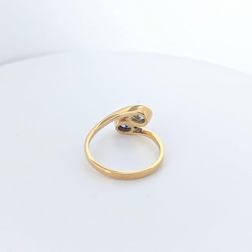 Bague Bague Toi et Moi or jaune aigue-marine et améthyste 58 Facettes 24979
