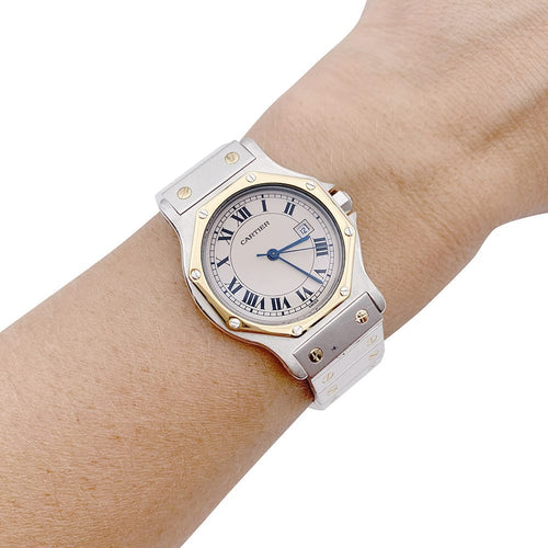 Montre Montre Cartier, "Santos Octogonale", acier et or. 58 Facettes 33048