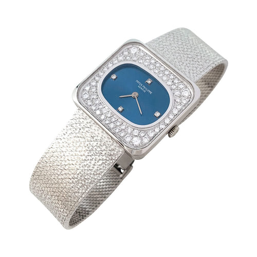 Montre Montre Patek Philippe en or blanc, diamants. Mécanique. 58 Facettes 28395