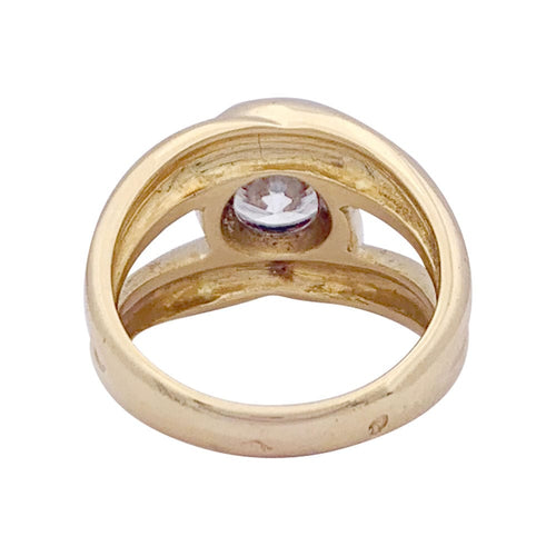 Bague 50 Bague entrelacée or jaune sertie d'un diamant. 58 Facettes 33603