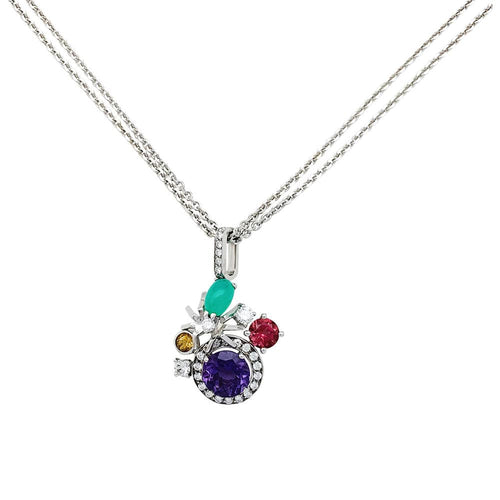 Collier Collier Chaumet "Attrape-moi... si tu m'aimes", or blanc, diamants, pierres de couleurs. 58 Facettes 30683