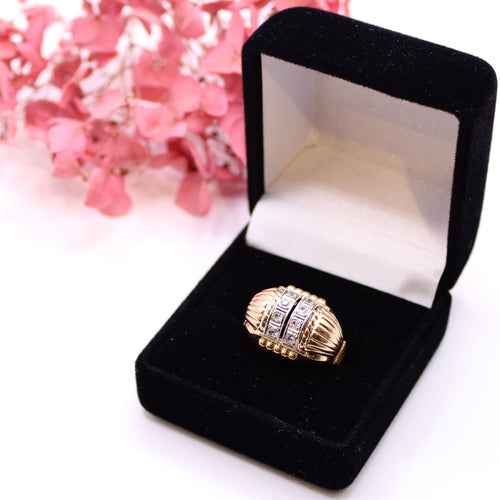 Bague Bague Tank or jaune et pierres blanches 58 Facettes