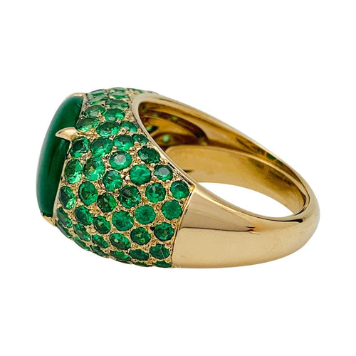 Bague 53 Bague jonc en or jaune, tsavorites et jadéite. 58 Facettes 31710