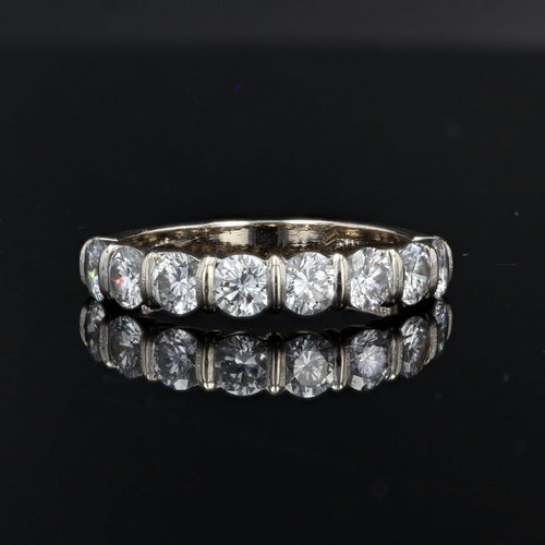 Bague 53 Demi alliance or blanc et diamants brillants 58 Facettes 22-116