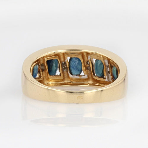 Bague 58 Bague bandeau or jaune saphirs diamants 58 Facettes 21-695
