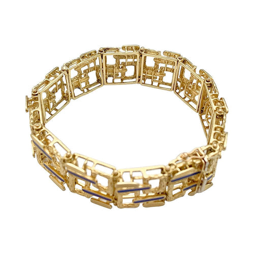 Bracelet Bracelet vintage, or jaune, émail. 58 Facettes 31987