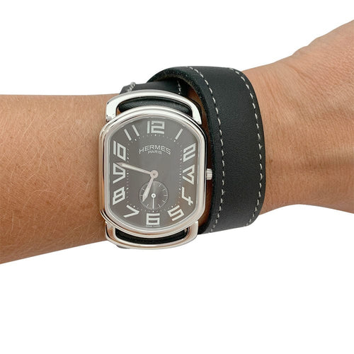 Montre Montre Hermès, "Rallye", acier, cuir. 58 Facettes 31652