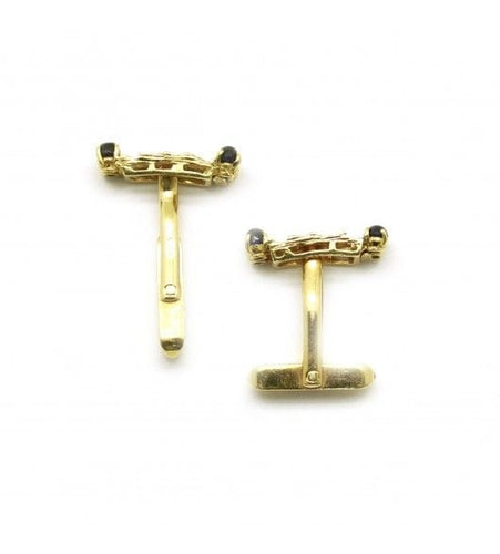 Boutons de manchette Jaune / Or 750‰ Boutons de manchettes Or et saphirs 58 Facettes 230013SP