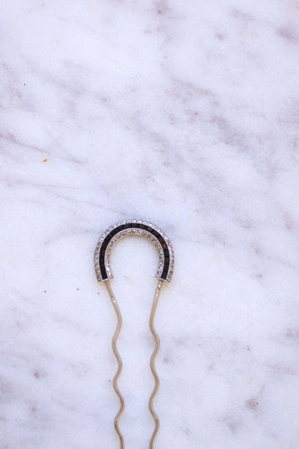 Accessoire Peigne, épingle à cheveux, Art Déco, diamant et onyx sur platine 58 Facettes
