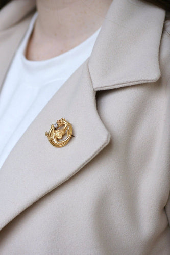 Broche Or jaune / Diamant / XIXe Siècle Broche Chimère or et diamant 58 Facettes