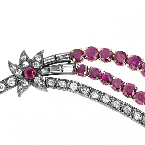Collier Collier argent or jaune rubis diamants 58 Facettes 63700108