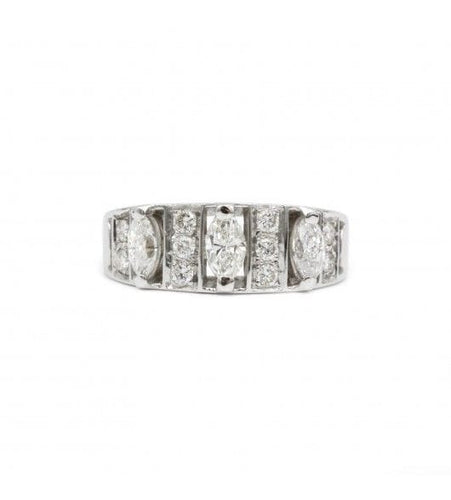 Bague 51 / Blanc/Gris / Or 750 Bague or blanc Diamants 58 Facettes 220058R