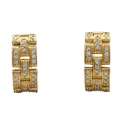 Boucles d'oreilles Boucles d'oreilles Cartier, "Maillon Panthère 3 rangs pavés", or jaune, diamants. 58 Facettes 31002