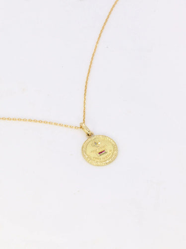 Pendentif Médaille Augis or et diamant, Plus qu’hier moins que demain, A. Augis 58 Facettes 924