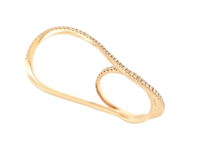 Bague 54 bague 2 doigts en or jaune 18k et 74 diamants 0.296ct 58 Facettes 247853