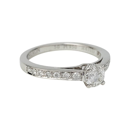 Bague Solitaire accompagné Boucheron, "Beloved", platine et diamants. 58 Facettes 30950