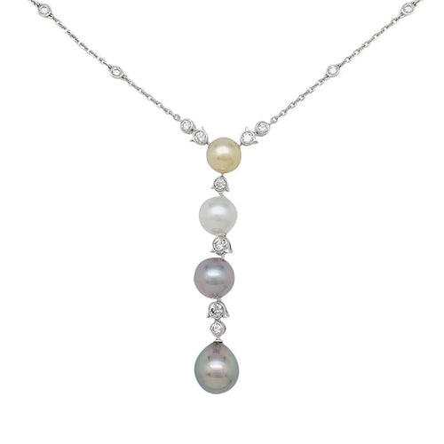 Collier Collier Cartier, "Agnès", or blanc, diamants, perles de culture. 58 Facettes 31183