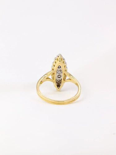 Boucles d'oreilles Bague marquise vintage or jaune diamants 58 Facettes J15