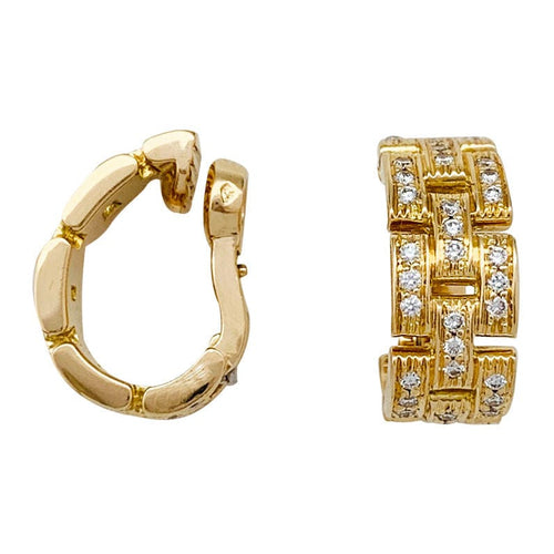 Boucles d'oreilles Boucles d'oreilles Cartier, "Maillon Panthère 3 rangs pavés", or jaune, diamants. 58 Facettes 31002