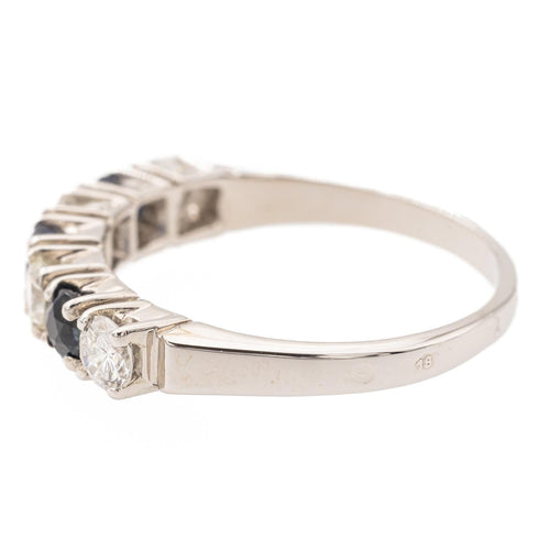 Bague 53 Bague demi alliance Or blanc Saphir 58 Facettes 2432014CN