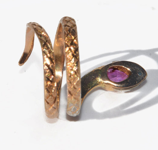 Bague Bague serpent bi-colore ornée d'un rubis 58 Facettes 0