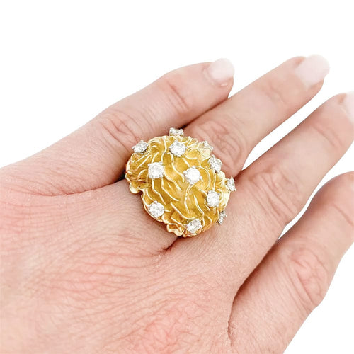 Bague 50 Bague dôme or jaune, platine et diamants. 58 Facettes 31340