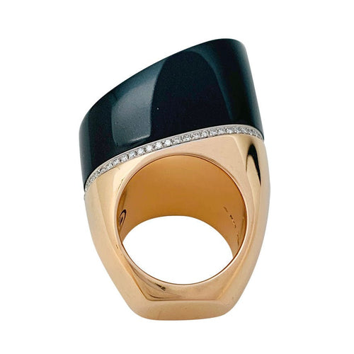 Bague 53 Bague Hermès, "Centaure", or rose, jade noir, diamants. 58 Facettes 30893